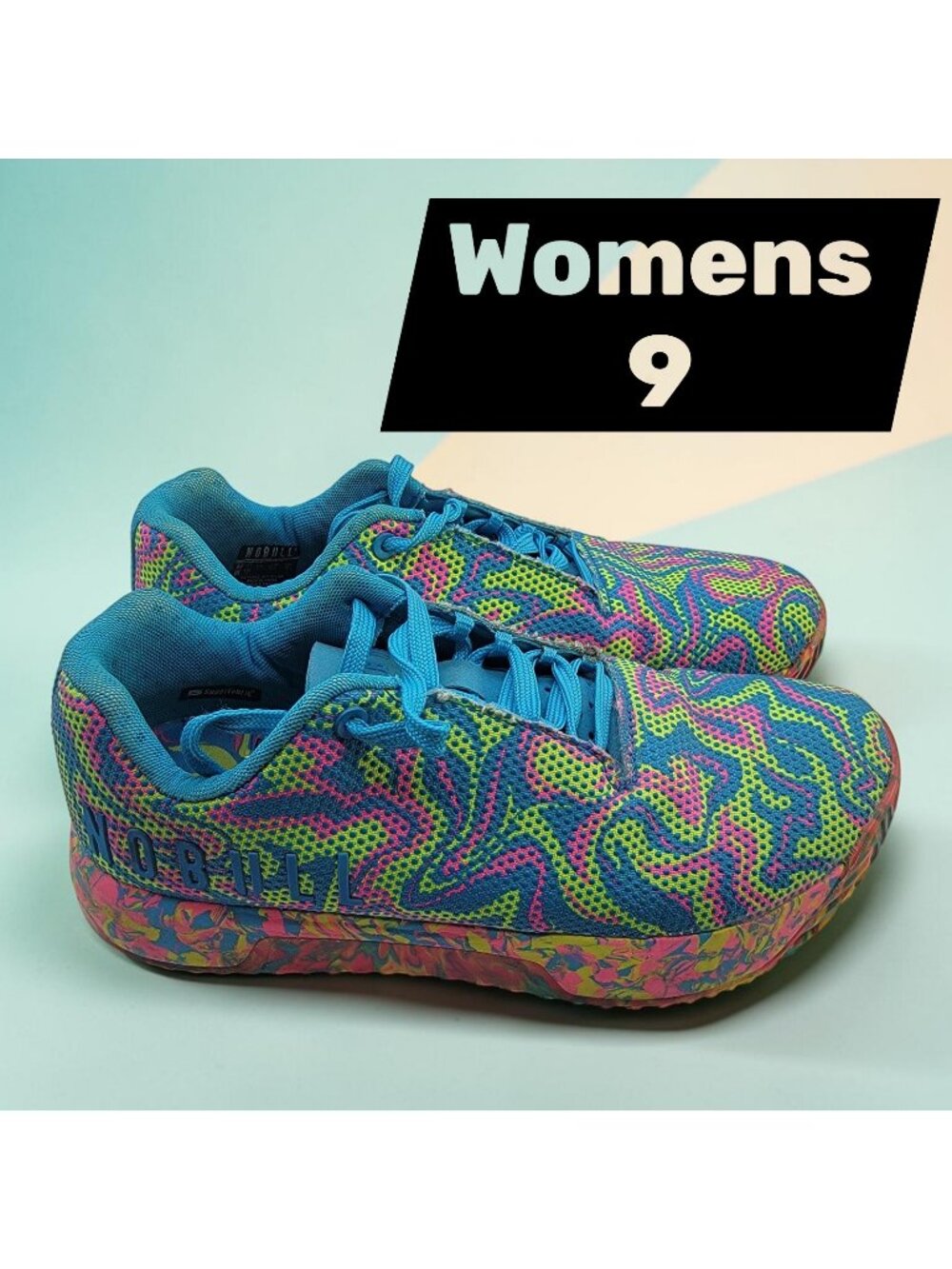 NOBULL SuperFabric Neon Swirl Unicorn Training Sneakers Womens US 9 Lace Up